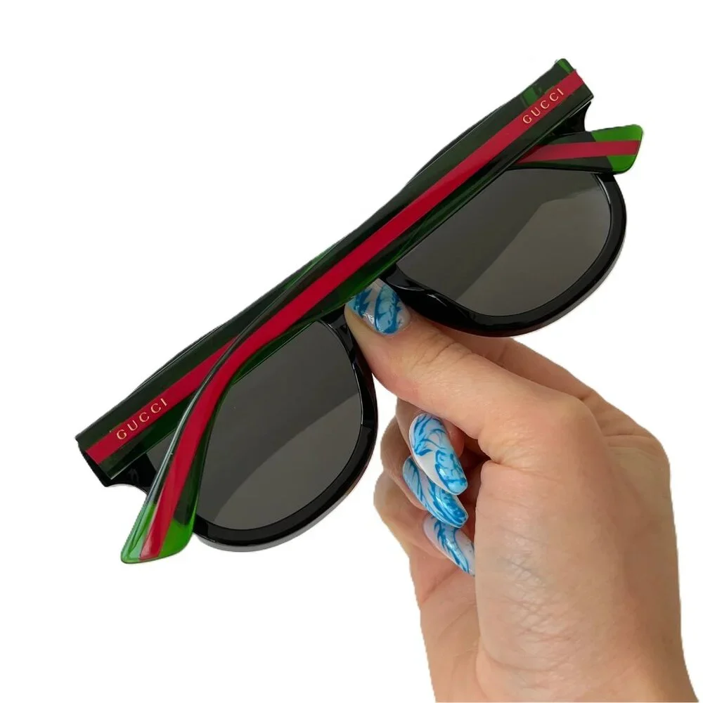❌SOLD❌New Gucci GG0003SN 006 52 - Black/Green Sunglasses - Picture 6 of 13
